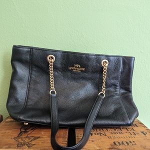 Black Coach leather shoulder bag